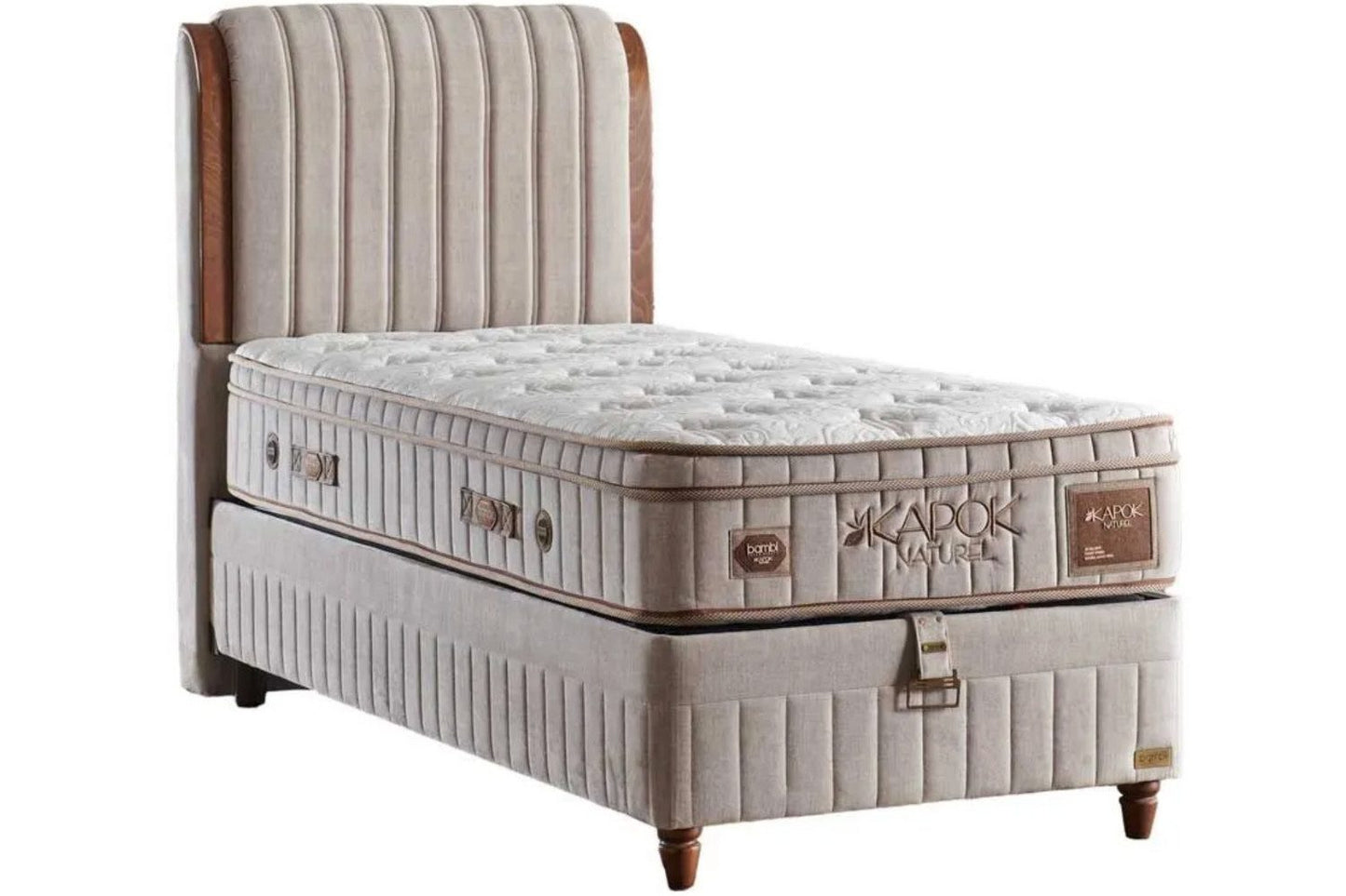 Boxspringbett-Set inkl. Matratze H3, Bambi Kapok Naturel, Schlafzimmerbett, Funktionsbett, H3 Mittel