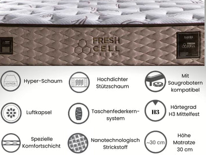 Boxspringbett-Set inkl. Matratze H3, Bambi Freshcell Prime, Schlafzimmerbett, Funktionsbett, Matratze H3