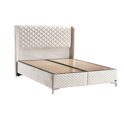 Boxspringbett-Set inkl. Matratze H3, Bambi Thermo Control Weiß, Schlafzimmerbett, Funktionsbett, H3