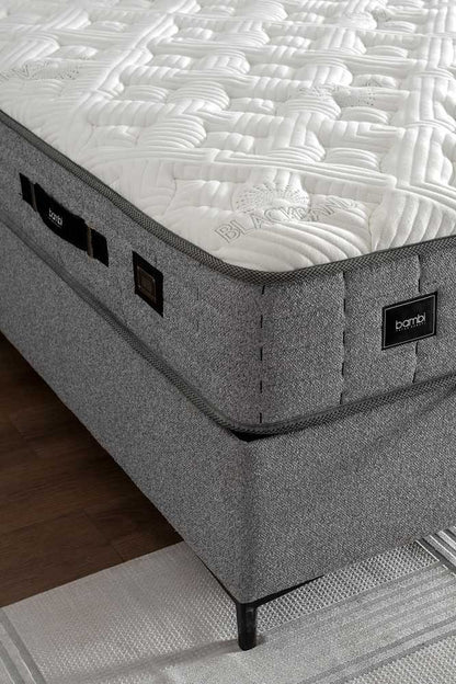 Boxspringbett-Set inkl. Matratze , Bambi Blacksand, Funktionsbett, H4 (Hart) Matratze, Kopfteil mit USB-Anschluss und LED-Leseleuchte