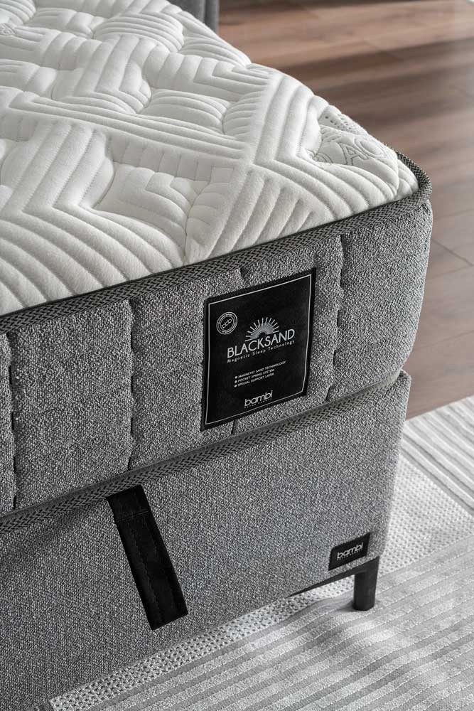 Boxspringbett-Set inkl. Matratze , Bambi Blacksand, Funktionsbett, H4 (Hart) Matratze, Kopfteil mit USB-Anschluss und LED-Leseleuchte