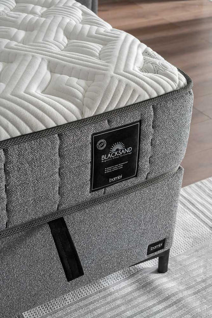 Boxspringbett-Set inkl. Matratze , Bambi Blacksand, Funktionsbett, H4 (Hart) Matratze, Kopfteil mit USB-Anschluss und LED-Leseleuchte