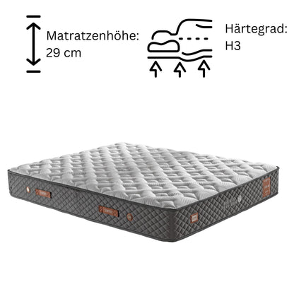 Boxspringbett-Set inkl. Matratze H3, Bambi Thermo Control Anthrazit, Schlafzimmerbett, Funktionsbett, H3