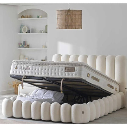 Boxspringbett-Set inkl. Matratze mit Topper, Bambi Vanilla, Schlafzimmerbett, Funktionsbett, Matratze mit Topper, H3 Mittel