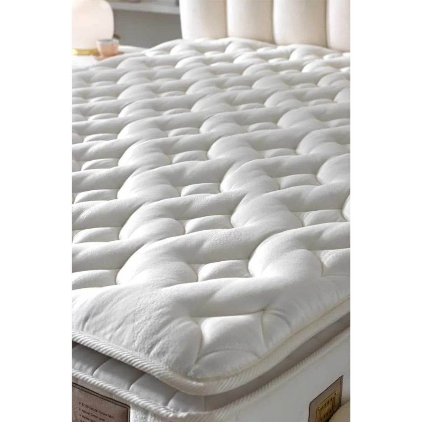 Boxspringbett-Set inkl. Matratze mit Topper, Bambi Vanilla, Schlafzimmerbett, Funktionsbett, Matratze mit Topper, H3 Mittel