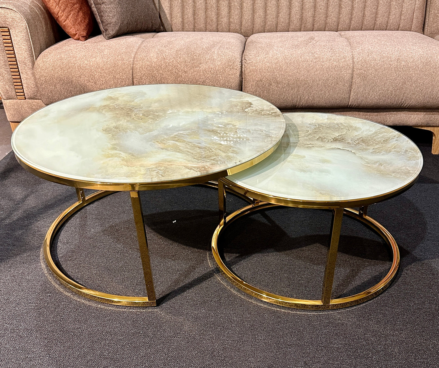 Couchtisch 2er Set Beige / Gold