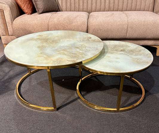 Couchtisch 2er Set Beige / Gold