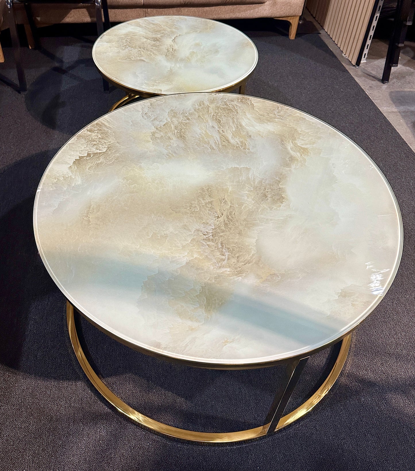 Couchtisch 2er Set Beige / Gold