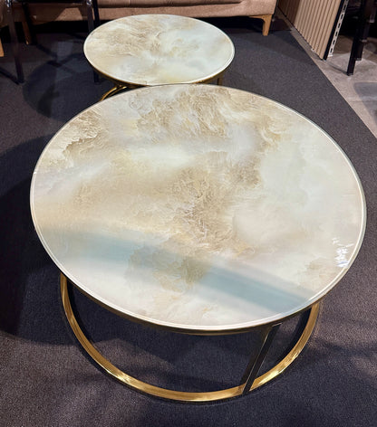 Couchtisch 2er Set Beige / Gold