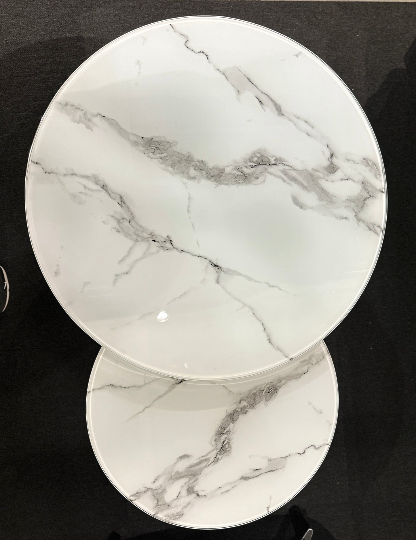 Couchtisch 2er Set Weiß-Grau / Chrom