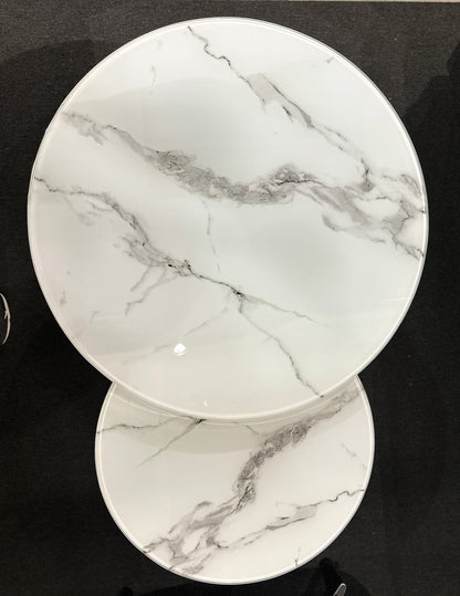 Couchtisch 2er Set Weiß-Grau / Chrom