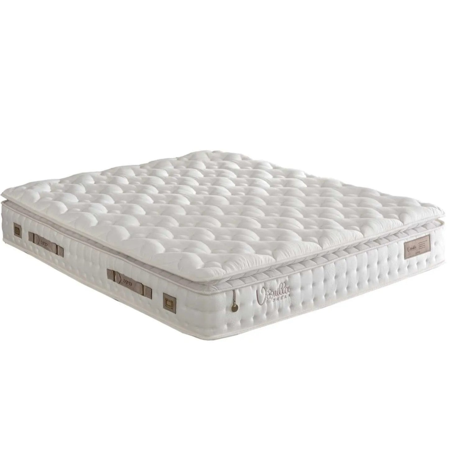 Boxspringbett-Set inkl. Matratze mit Topper, Bambi Vanilla, Schlafzimmerbett, Funktionsbett, Matratze mit Topper, H3 Mittel