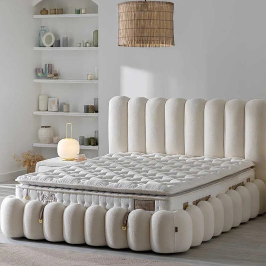 Boxspringbett-Set inkl. Matratze mit Topper, Bambi Vanilla, Schlafzimmerbett, Funktionsbett, Matratze mit Topper, H3 Mittel