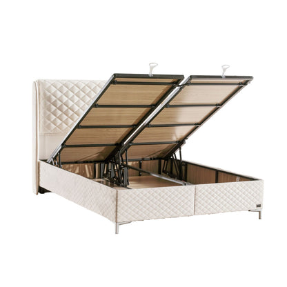 Boxspringbett-Set inkl. Matratze H3, Bambi Thermo Control Weiß, Schlafzimmerbett, Funktionsbett, H3