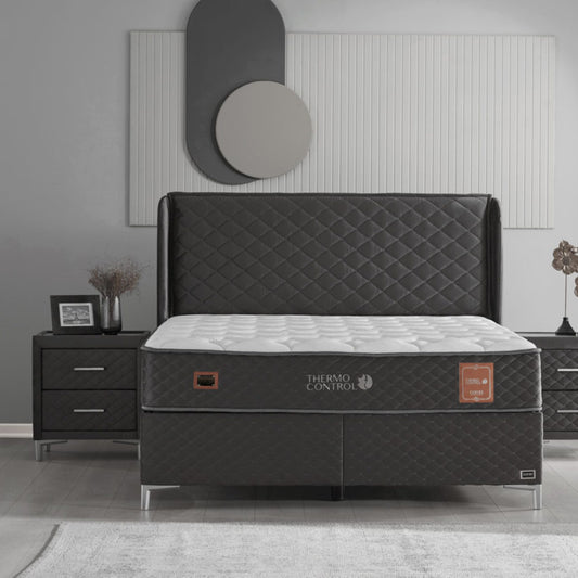 Boxspringbett-Set inkl. Matratze H3, Bambi Thermo Control Anthrazit, Schlafzimmerbett, Funktionsbett, H3